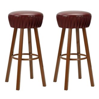 vidaXL Taburetes De Cocina 2 Unidades Cuero Sint&eacute;tico Marr&oacute;n Vidaxl