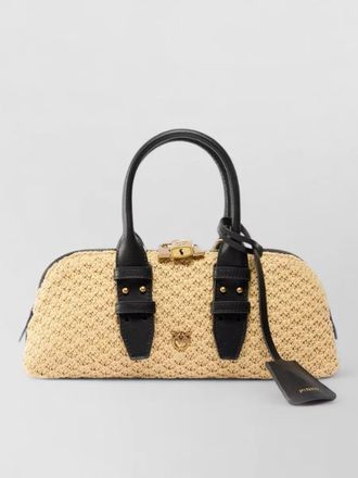 Pinko escape horizontal small raffia shoulder bag