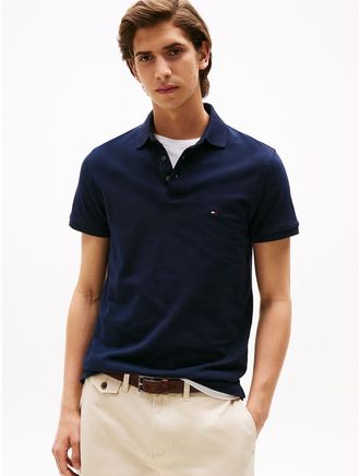 Tommy Hilfiger Mens Slim Fit Stretch Pique Polo - Navy Blue - XXXL