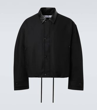 Acne Studios Bomber in twill di cotone con finiture in pelle