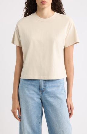 Marine Layer Luxe Cotton Blend Jersery Crewneck T-Shirt in Whitecap at Nordstrom, Size X-Large