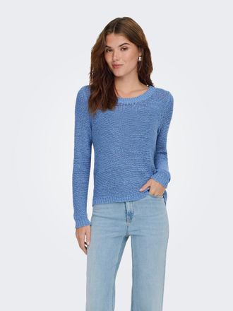 Only Strickpullover ONLY ONLGEENA XO L/S PULLOVER KNT NOOS, Damen, Gr. M, riviera, Strick, Obermaterial: 65% Polyacryl, 35% Polyamid, unifarben, regular fi