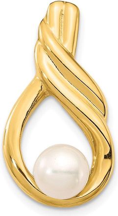 Diamond2Deal 14k Yellow Gold 6-7mm White Freshwater Cultured Pearl Pendant Chain Slide