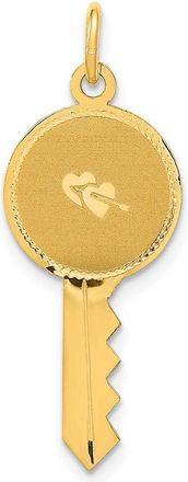 Diamond2Deal 14k Yellow Gold Polished and Satin Hearts Flat Key Charm Pendant