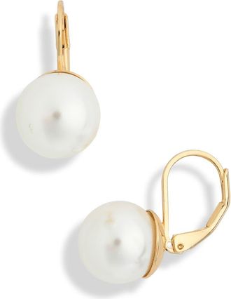 Nordstrom Rack Faux Pearl Drop Earrings in White- Gold at Nordstrom Rack