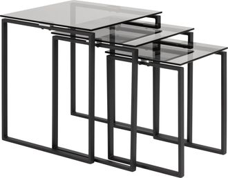 Furniture To Go Katrine Nest of Tables with Smoked Glass Top Set of 3