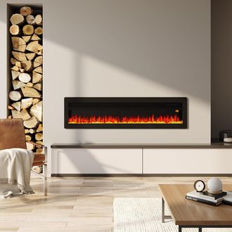 Living and Home Electric Fireplace with Adjustable Flames - Wall Mounted or Freestanding - 153cm - Living and Home | TJ Hughes