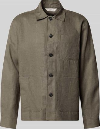 Selected Regular Fit Overshirt aus reinem Leinen Modell BAIRD in Oliv, Gr&ouml;&szlig;e XXL