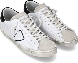 Philippe Model Vintage-Treated Calf Leather Sneaker - White