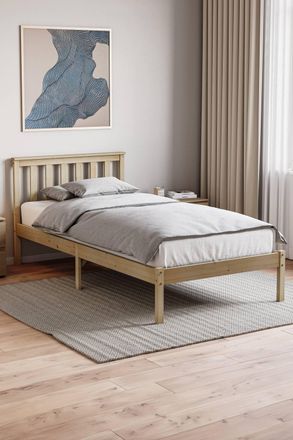 Home Discount Vida Designs Milan Wooden Bed Low Foot with Memory Foam Mattress in Brown | Size: Double