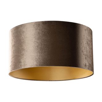 QAZQA Cl&aacute;sico/antiguo Algod&oacute;n Pantalla De L&aacute;mpara De Terciopelo Marr&oacute;n Con Interior Dorado 50/50/25, Redonda Apto Para L&aacute;mpara Colgante - Qazqa