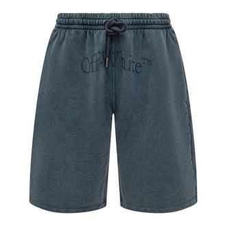 Off-white Logo Printed Drawstring Shorts - Heren - Korte Broeken - Blauw - M - Katoen - Korte Broeken