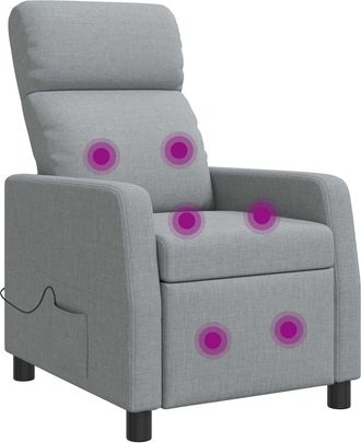 vidaXL Silla De Masajes Reclinable Gris Claro Tela Vidaxl