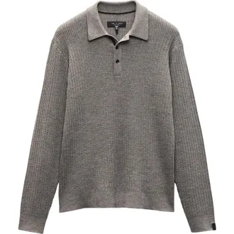 Rag & Bone Crawford Long Sleeve Wool & Cashmere Sweater Polo in Brown at Nordstrom Rack, Size Xx-Large