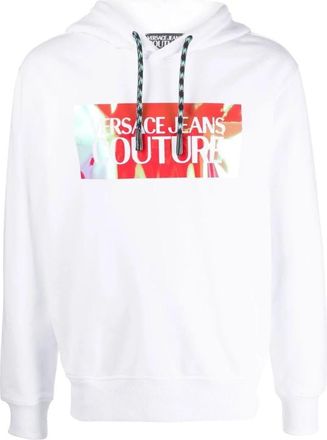 Versace Jeans Couture Iridescent Wit Hoodie Sweatshirt - Heren - Hoodies - Wit - XL - Katoen - Hoodies & sweatvesten