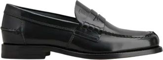 Tod's Zwarte Mocassin Leren Platte Schoenen - Heren - Loafers - Zwart - 44 EU - Leer - Schoenen