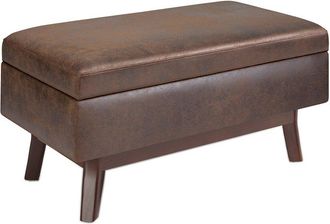 Simpli Home Owen 36In Mid Century Modern Rectangle Small Rectangular Storage Ottoman