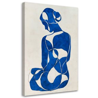Feeby Cuadro En Lienzo Mujer Sentada Abstracci&oacute;n Azul 70x100