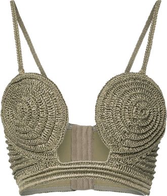 Cult Gaia Viviana crochet bustier - women - Spandex/Elastane/Polyester/Polyester - M - Green