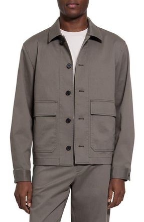 Theory Moonsoft Cotton Twill Button-Up Shirt Jacket in Morel at Nordstrom, Size Xx-Large