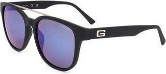 Guess Blue Mirror Square Mens Sunglasses GF5075 02X 56