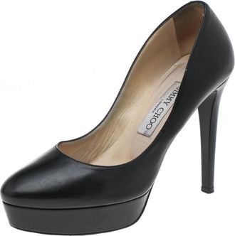 Jimmy Choo London Black Leather Alex Platform Pumps