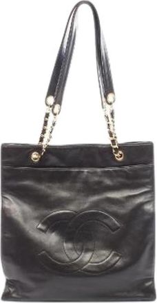 Chanel Pre-owned Coco Mark Lambskin Tote Bag - Dames - Vintage Shopper - Zwart - ONE Size - Leer - Vintage