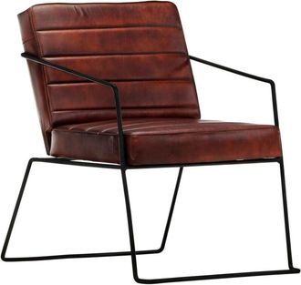 vidaXL Sillón de cuero auténtico marrón oscuro vidaXL