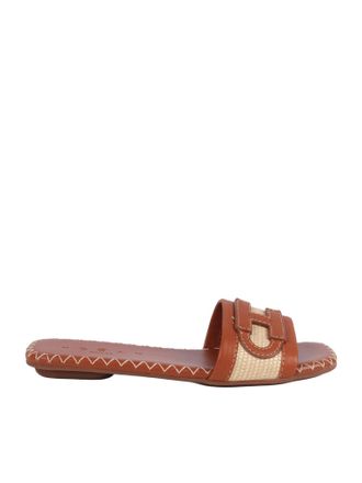 Hogan H685 Woven Beige Slide Sandals