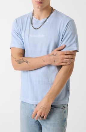 Guess Jacquard Stripe Logo Graphic T-Shirt in Blue at Nordstrom, Size Xx-Large