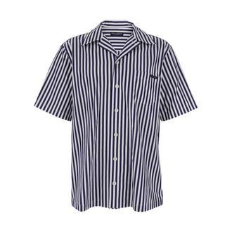 Dolce & Gabbana Short Sleeve Shirts, male, Blue, Size: XL Bowling Shirt