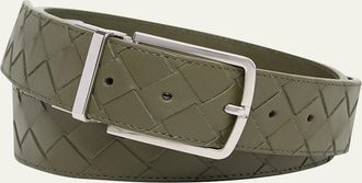 Bottega Veneta Mens Reversible Intrecciato Leather Belt