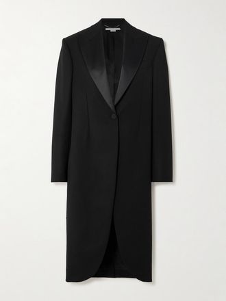Stella McCartney + Net Sustain Cappotto In Twill Di Lana Con Finiture In Raso - Nero