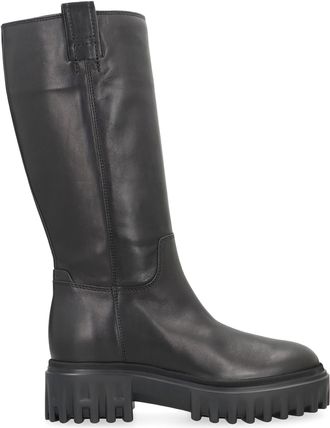 Hogan Womens Black Leather High Boots