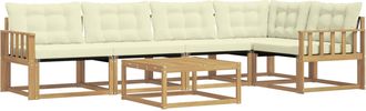 vidaXL Conjunto De Sof&aacute;s De Exterior 6 Uds. Blanco Y Crema Vidaxl