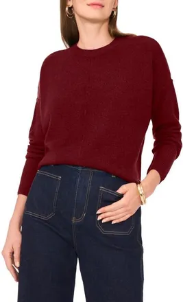 Vince Camuto Exposed Seam Crewneck Sweater in Wine at Nordstrom, Size X-Large