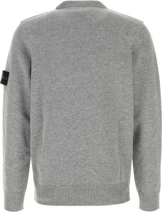 Stone Island Mens Grey Wool Blend Sweater Exterior: Virgin Nylon Maglieria