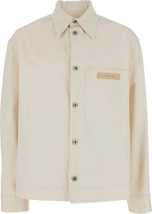 Emporio Armani Logo Patch Katoenen Jas - Heren - Zomerjassen - Beige - S - Katoen - Jassen