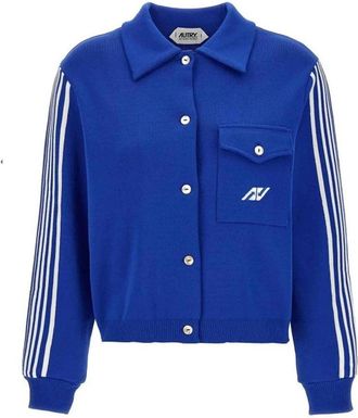 Autry Side Band Cardigan - Dames - Vesten - Blauw - L - Nylon - Truien & Vesten