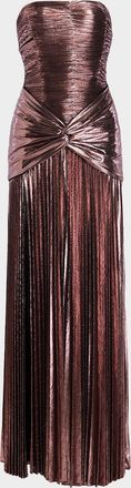 Retrofête Aelita Metallic Pleated Strapless Gown