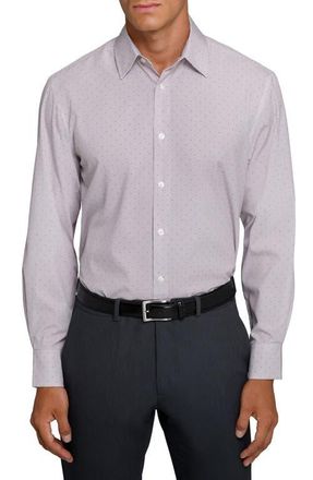 W.R.K Slim Fit Stripe Dot Performance Dress Shirt in Khaki at Nordstrom, Size 15.5 - R