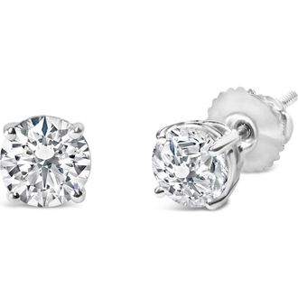 House of Brilliance IGI Certified 14K Gold 1 1/2 Cttw Diamond Solitaire Stud Earring in White at Nordstrom