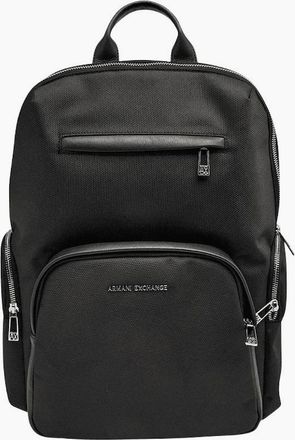 A|X Armani Exchange Mens Singapore Metal logo Black Canvas Backpack - Size: ONE size