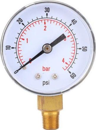 OEM Man&oacute;metro De 50 Mm, Esfera De 1/8 Bspt, Conexi&oacute;n Inferior Para Aire, Agua, Aceite Y Gas (0-60 Psi, 0-4 Bar)