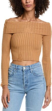 Vintage Havana Distressed Off-Shoulder Sweater