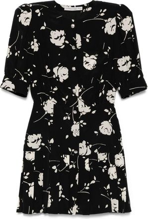 Alessandra Rich Rose-Print Minidress - Womens - Polyester/Silk/Polyamide