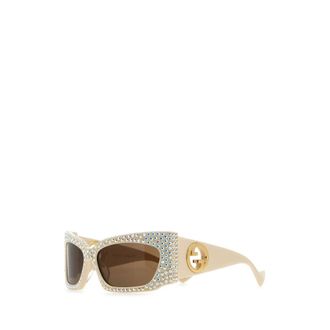 Gucci GG Logo Sunglasses - female - Gucci - Sunglasses - Beige - ONE SIZE - Accessories