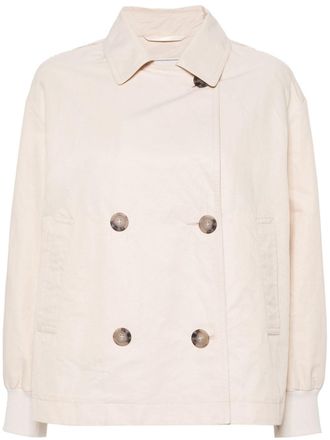 PESERICO Trenchcoat met dubbele rij knopen - Beige