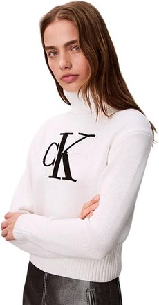 Calvin Klein Turtlenecks, female, White, S, Soft Chenille Roll Neck Jumper