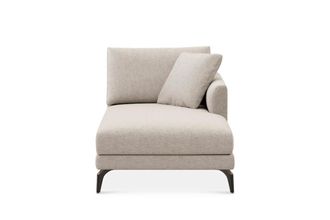 Castlery Lena Right Chaise Sofa Customized, Performance Classic Twill Light Grey Matte Black Legs, Spill Resistant, Removable Covers for Sofas